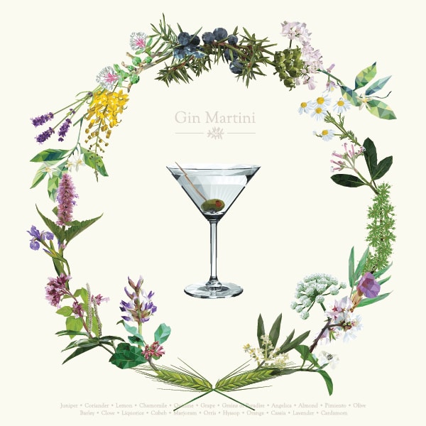 gin martini art print cocktail design in polygonal style bar art