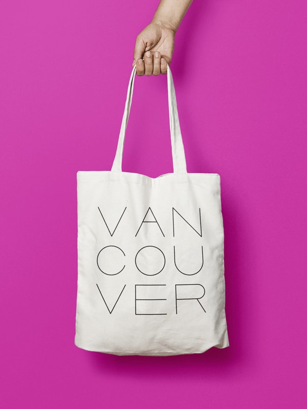 canvas tote bag mockup of vancouver graphic