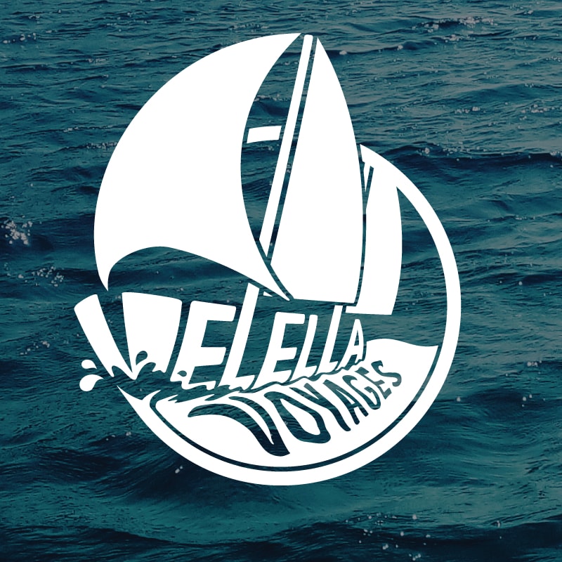 velella voyages logo design by justin holmes of justindeed imposed on image of ocean waves